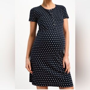 Mamalicious Maternity nightdress with nursing function navy/pink Size Small